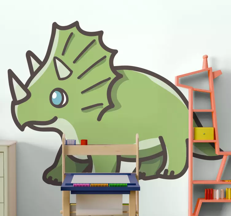 Cute cartoon dinosaur triceratops decal - TenStickers