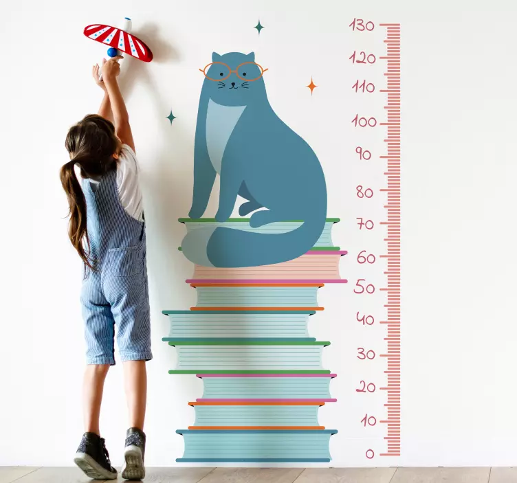 Cute Cat Growth Chart height scale sticker - TenStickers