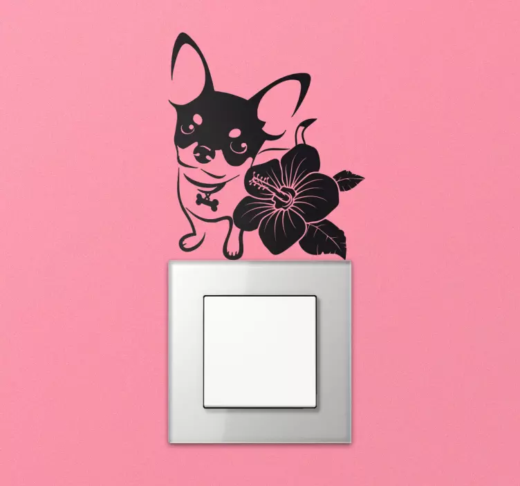 Cute Dog Illustration light switch sticker - TenStickers