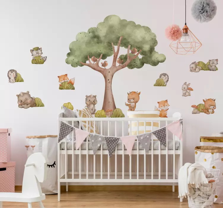 cute forest animals wall stickers children's room - TenStickers