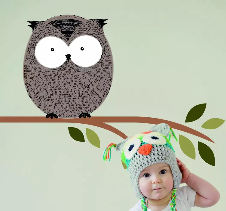 Cute Owl Illustration kid's sticker - TenStickers