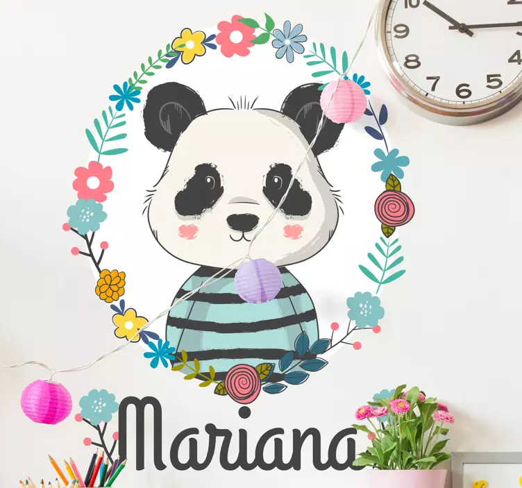 Cute Panda Illustration kid's sticker - TenStickers