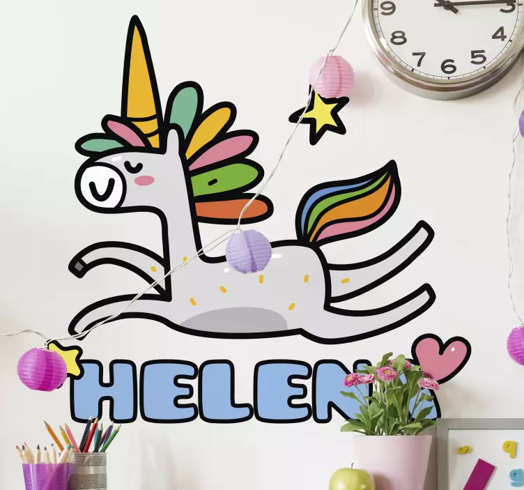 Cute Running Unicorn kid's sticker - TenStickers