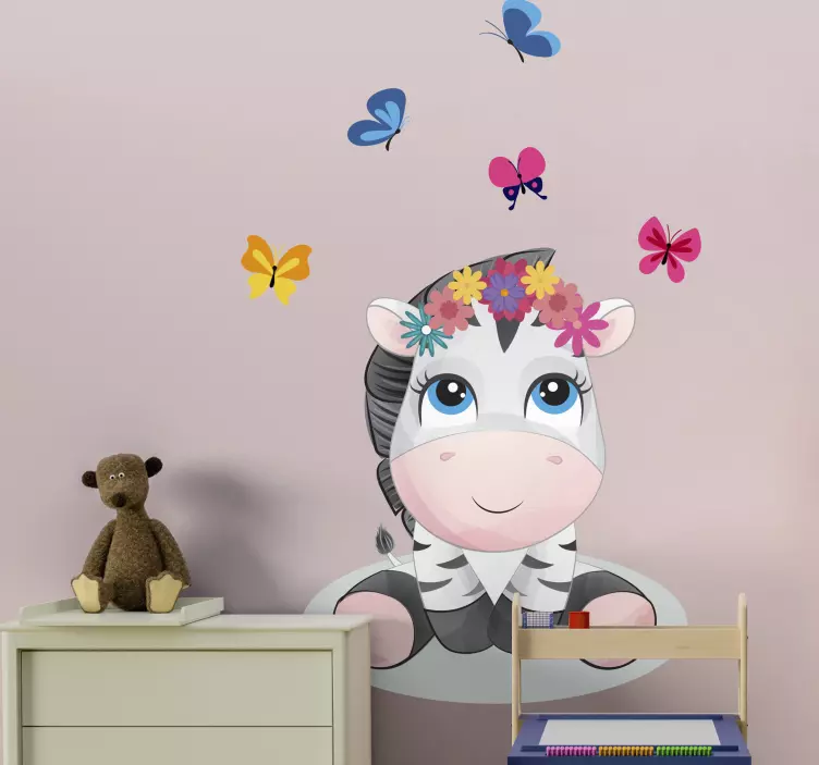 Cute Zebra Character cat sticker - TenStickers