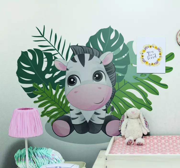 Cute Zebra Illustration cat sticker - TenStickers
