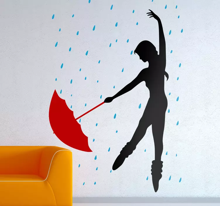 Dancing In The Rain Girl Wall Sticker - TenStickers