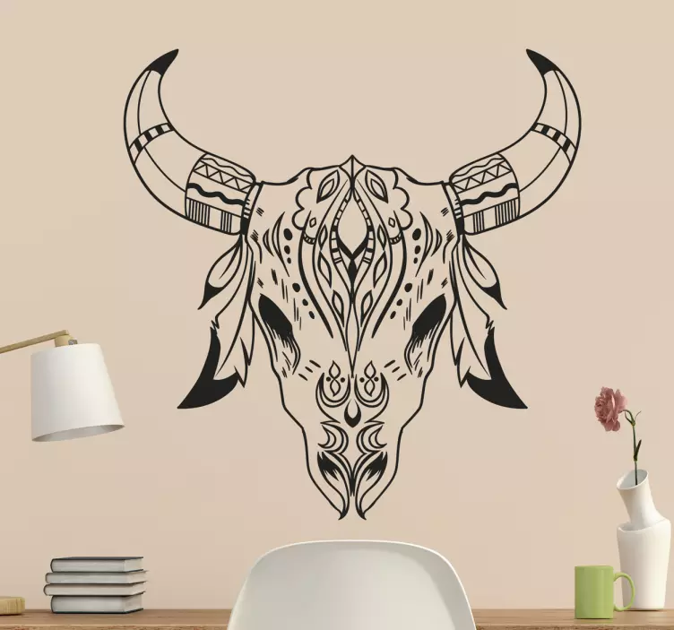 Decorative Bull Skull farm animal sticker - TenStickers
