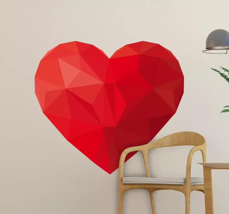 Decorative origami heart love sticker - TenStickers