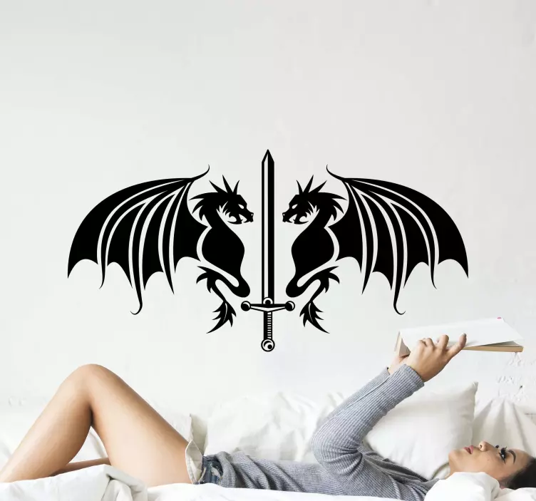 Dinosaur wall sticker dual dragon emblem - TenStickers