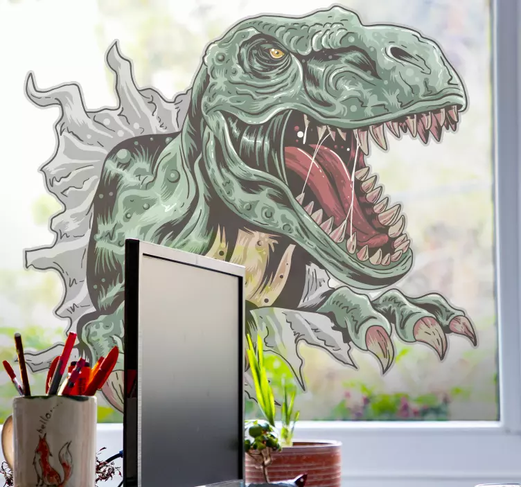 Dinosaur wall sticker ferocious dino attack - TenStickers