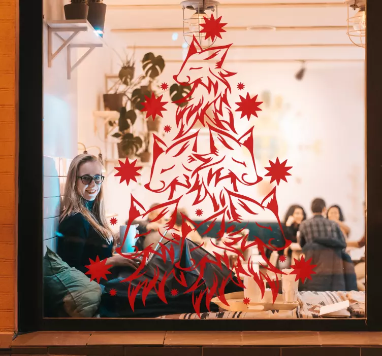 Dinosaur wall sticker foxes christmas design - TenStickers