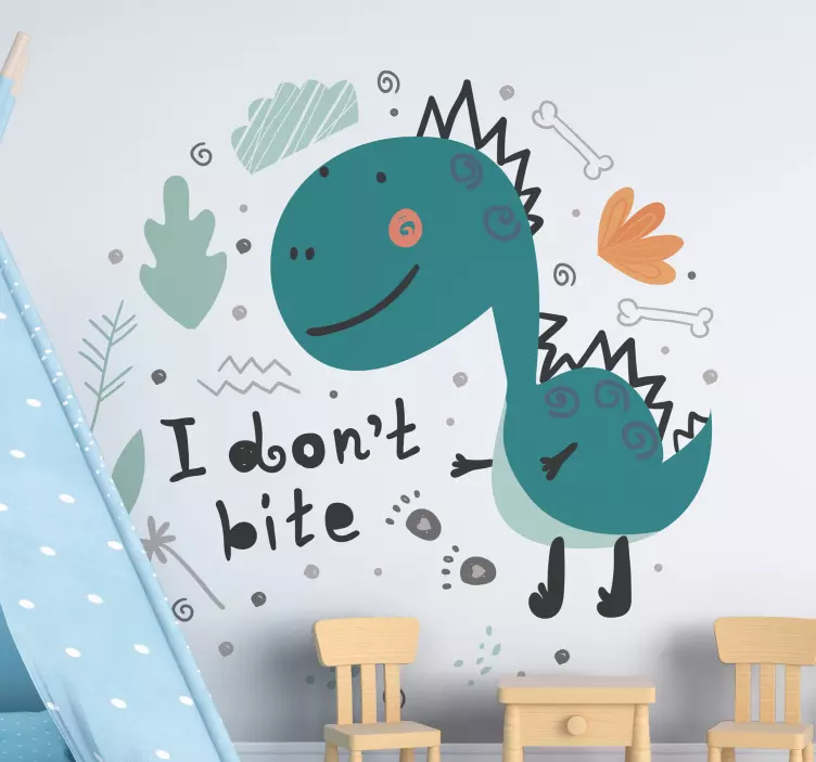 Dinosaur wall sticker friendly cartoon dinosaur - TenStickers