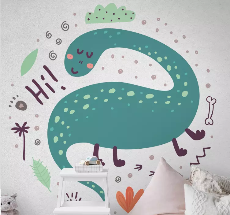 Dinosaur wall sticker friendly dinosaur illustration - TenStickers