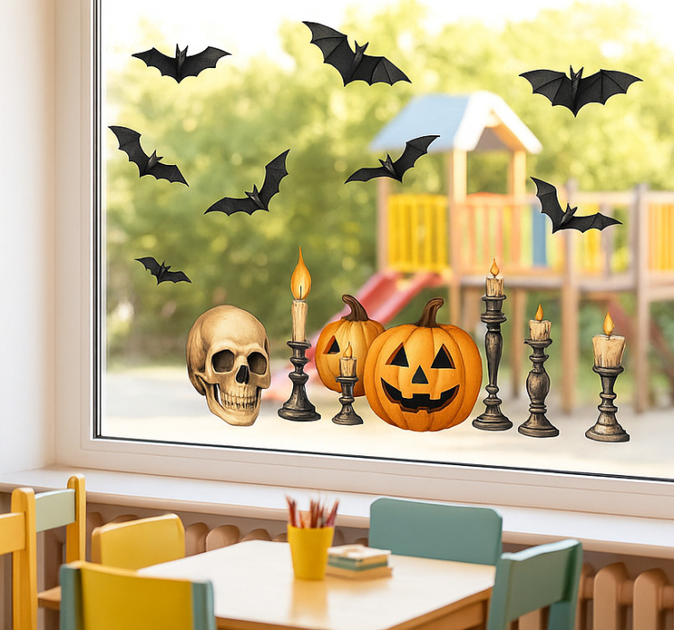 Diverse Halloween decorations window sticker - TenStickers