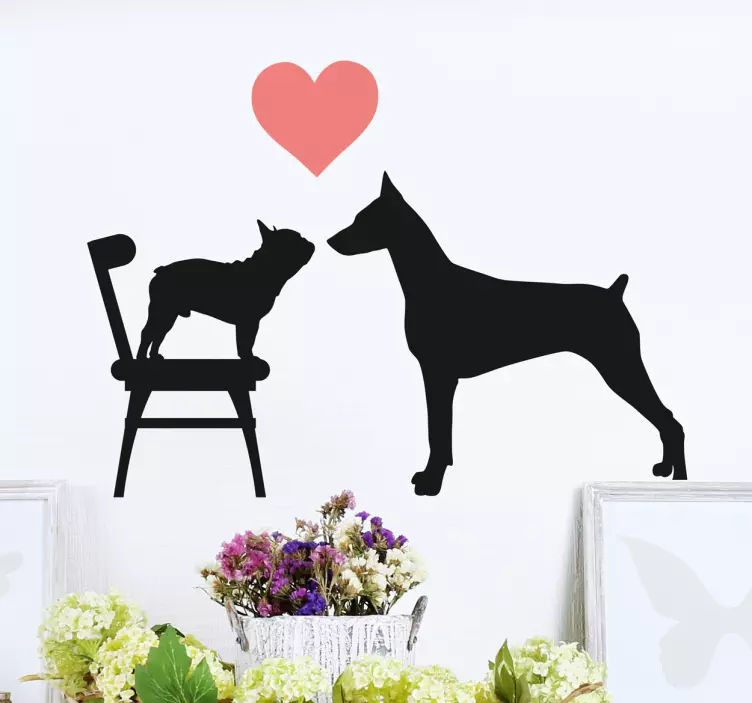 Dog Love Scene cat sticker - TenStickers