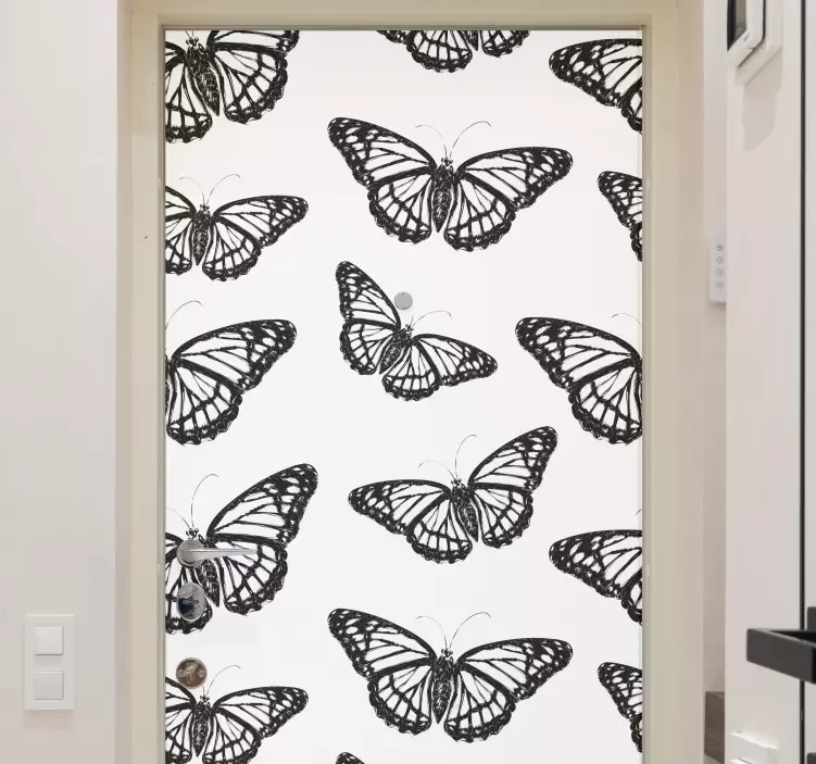 Elegant Butterfly Pattern door sticker - TenStickers