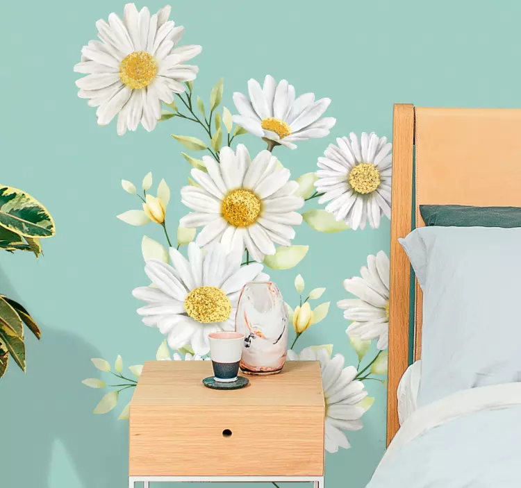Elegant daisies wall sticker - TenStickers