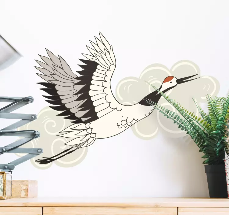 Elegant Flying Crane bird sticker - TenStickers
