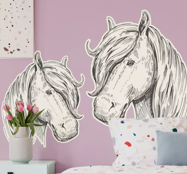 Elegant Horse Heads farm animal sticker - TenStickers