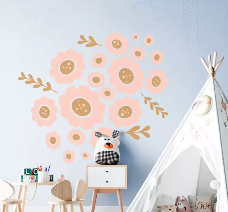 Charming flower cluster sticker illustration - TenStickers