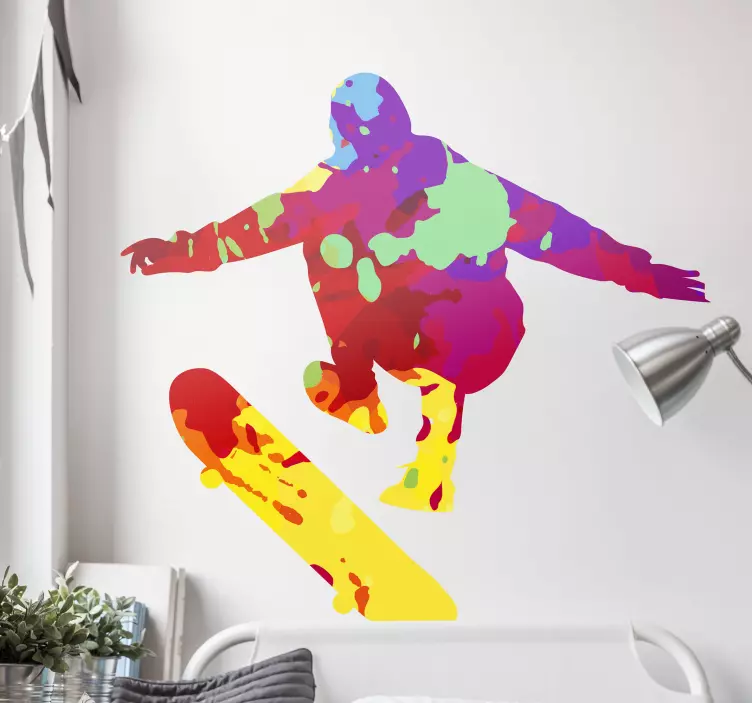 Extreme sports sticker colorful skateboard jump - TenStickers