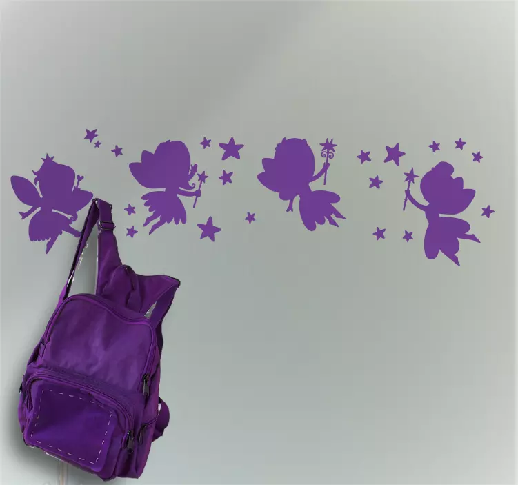 Fairy Silhouettes with Stars coat hanger sticker - TenStickers