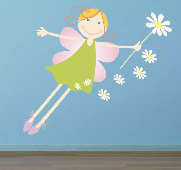 Fairy with Flowers Kids Sticker - TenStickers