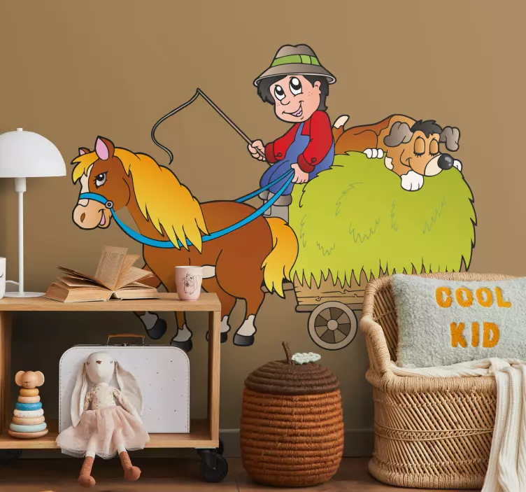 Farmer & Horse Kids Sticker - TenStickers