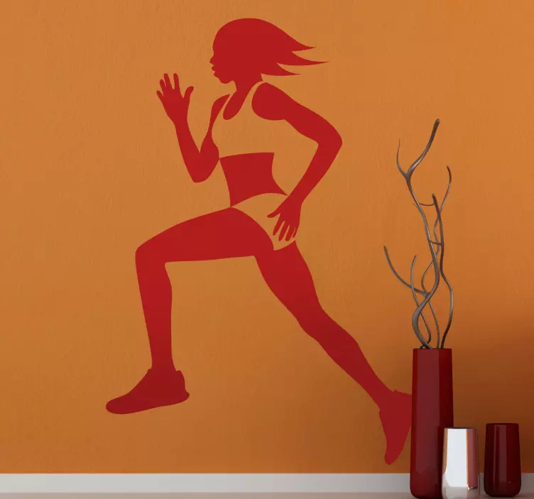 Female Runner Silhouette Wall Sticker - TenStickers
