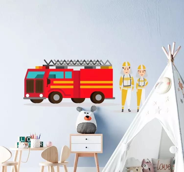 Fire Truck Heroes kid's sticker - TenStickers