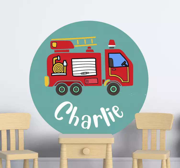Fire Truck Theme kid's sticker - TenStickers