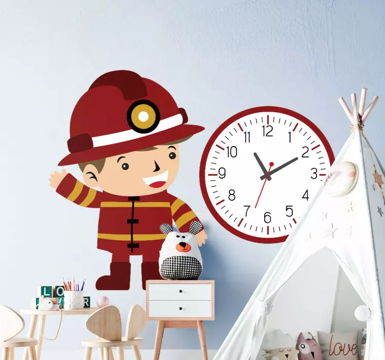 Firefighter Kid Alarm kid's sticker - TenStickers