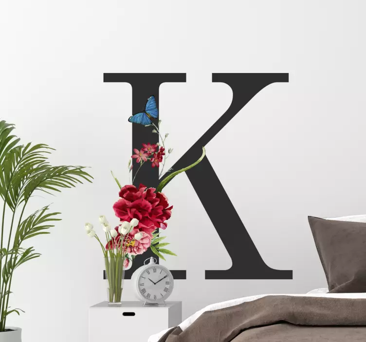 Floral letter k wall sticker - TenStickers