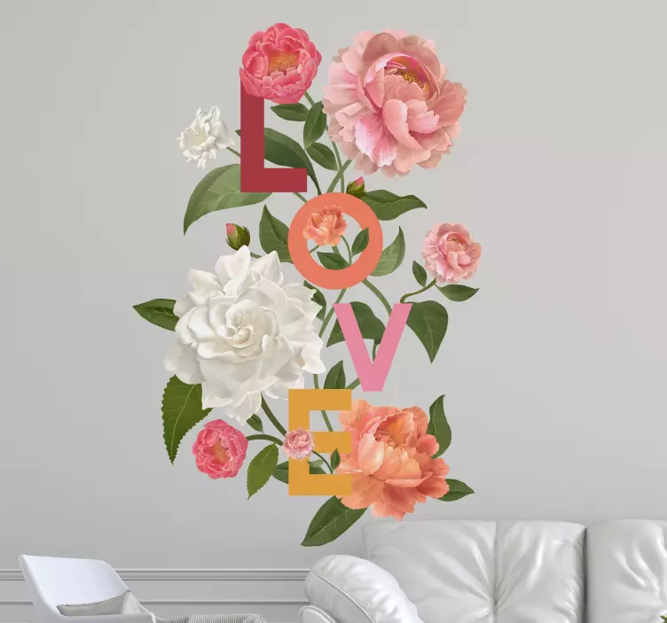 Floral Love Arrangement romantic stickers - TenStickers