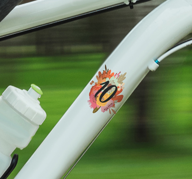 Floral Number Design bike sticker - TenStickers