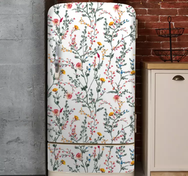 Floral Pattern Application fridge sticker - TenStickers