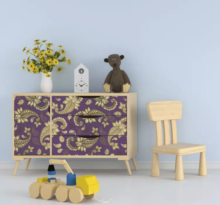 Floral purple pattern decoration wall sticker - TenStickers