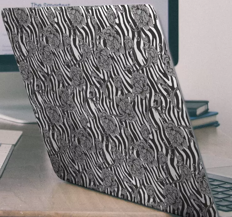 Floral Zebra Pattern laptop skin - TenStickers