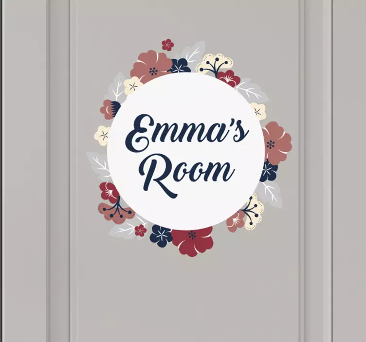 Flower Crown with Text Door Sticker - TenStickers