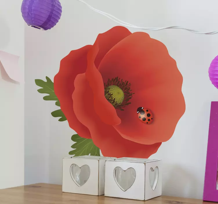 Flowers and ladybug flower wall sticker - TenStickers