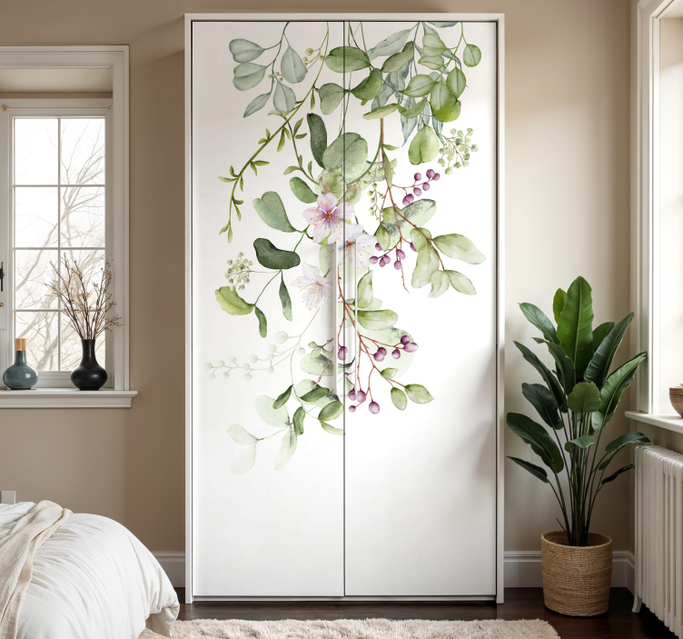 Flowers and leaves furniture sticker - TenStickers