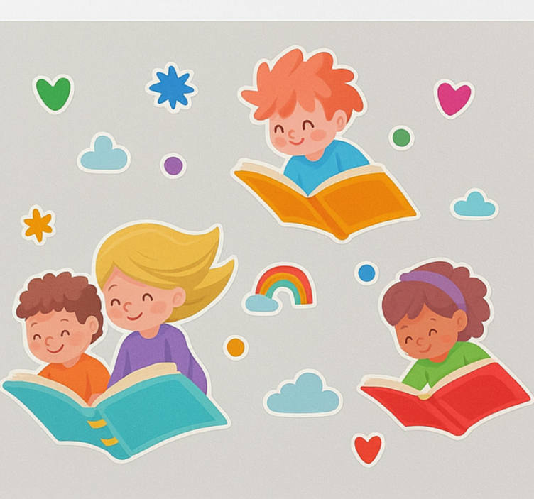 Flying books and kids educational sticker - TenStickers