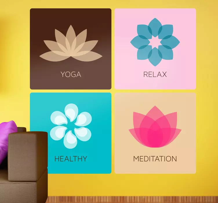 Four Meditation Decorative Decals - TenStickers