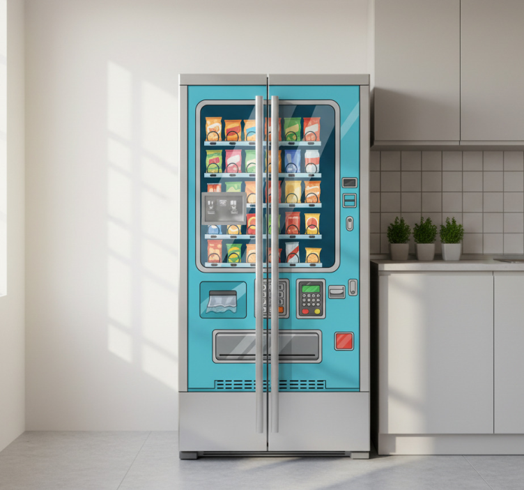 Fridge sticker blue vending machine - TenStickers