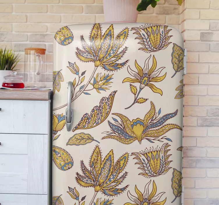 Fridge sticker floral textured finish - TenStickers