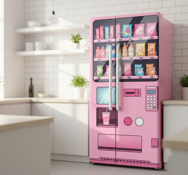 Fridge sticker pink vending machine - TenStickers