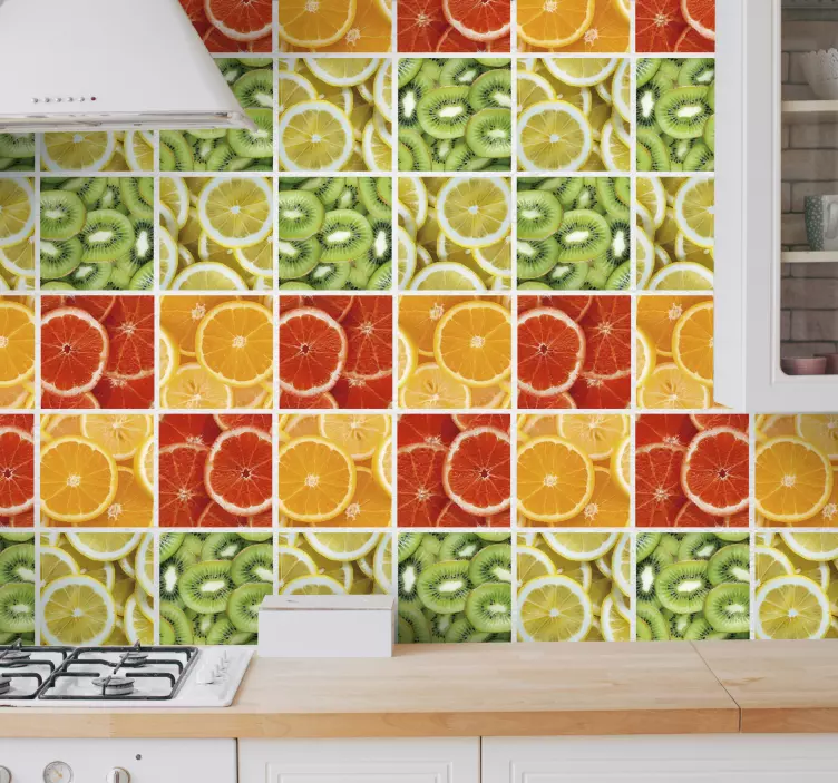 Fruit slices pattern kitchen wall tile sticker - TenStickers