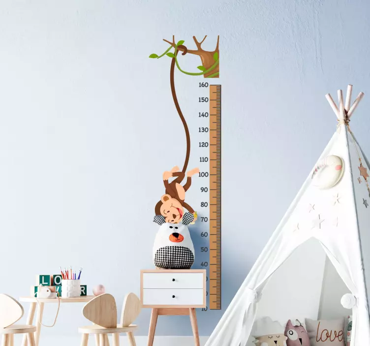 Fun Monkey Growth Chart height scale sticker - TenStickers