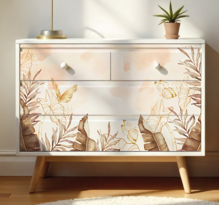 Furniture sticker in golden tropical design - TenStickers