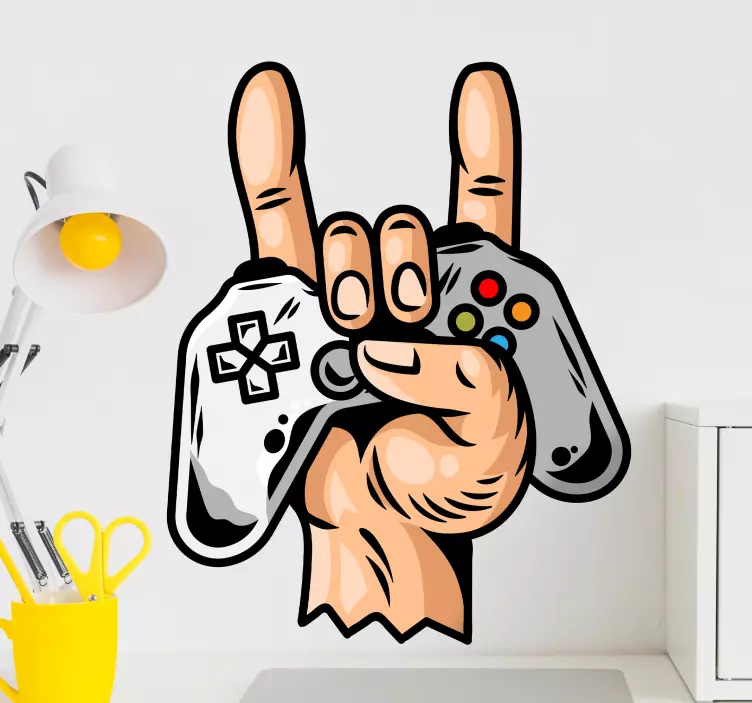 Gaming rock joystick video gaming wall sticker - TenStickers